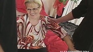 Granny fucked hard by two dicks